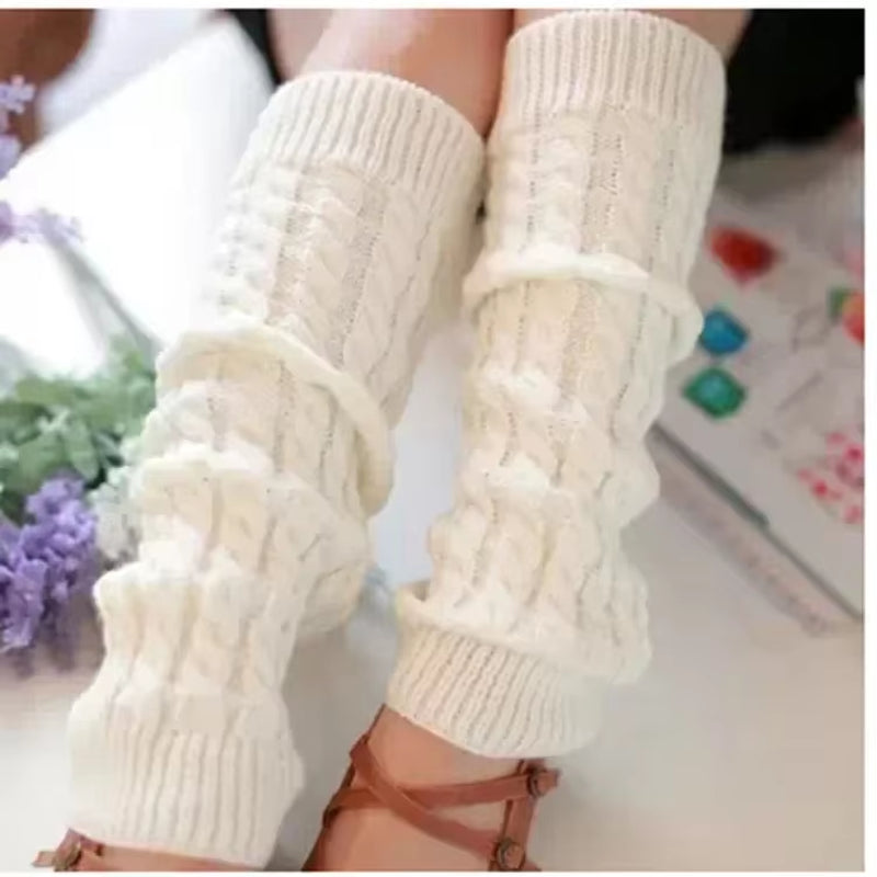 Lolita Long Socks Women Leg Warmers Knitted Warm Foot Cover White Arm Warmer Ladies Autumn Winter Crochet Socks Boot Cuffs